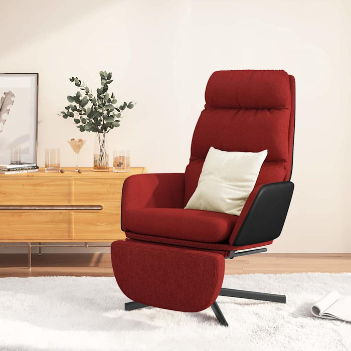 Scaun de relaxare cu taburet, roșu vin, material textil WALTI