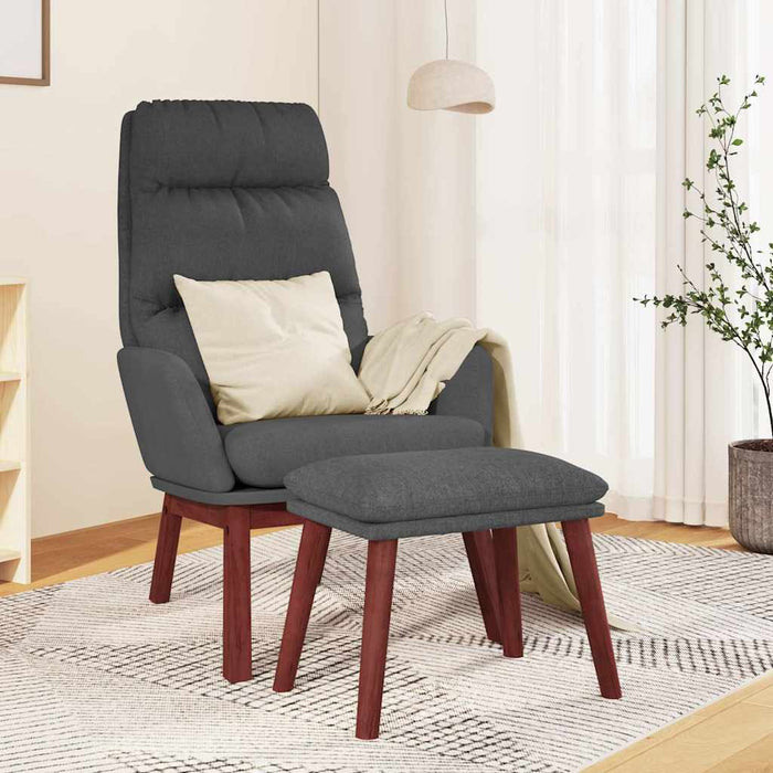 Scaun de relaxare cu taburet, gri închis, textil WALTI
