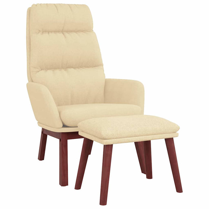 Scaun de relaxare cu taburet, crem, textil WALTI