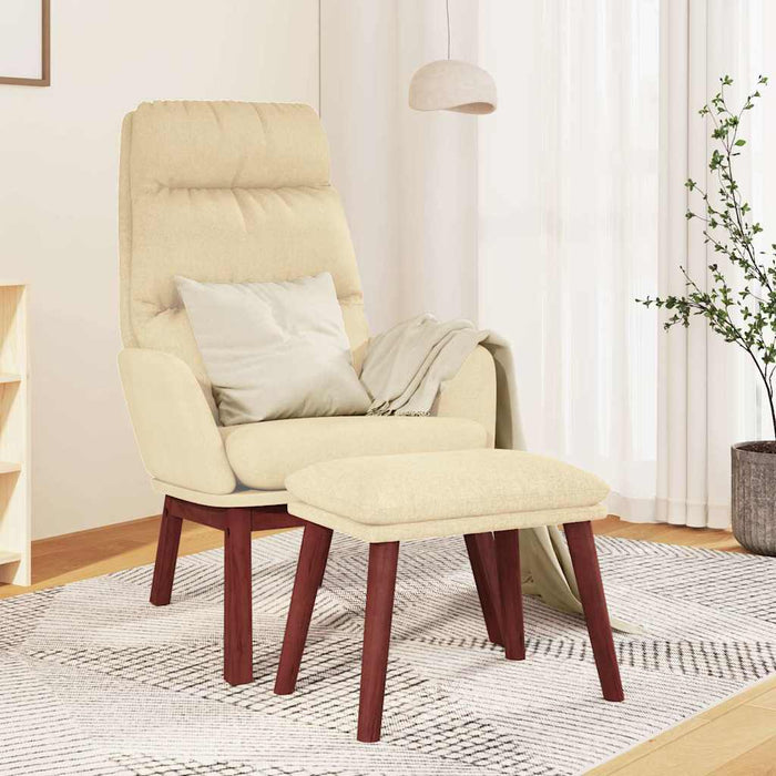 Scaun de relaxare cu taburet, crem, textil WALTI