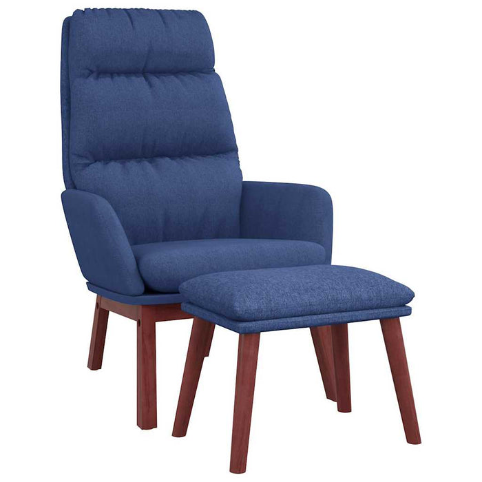 Scaun de relaxare cu taburet, albastru, textil WALTI