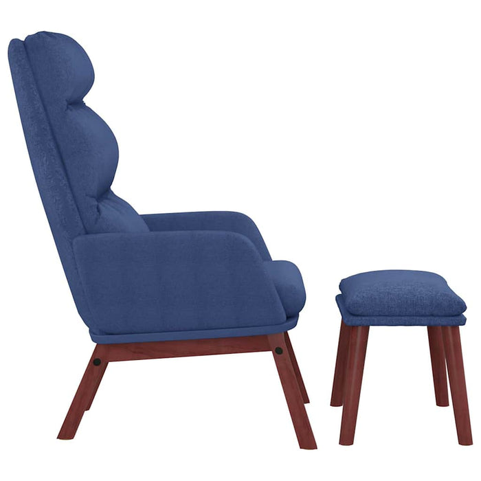 Scaun de relaxare cu taburet, albastru, textil WALTI