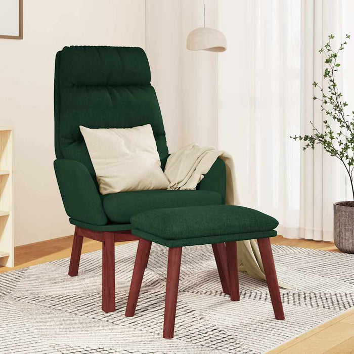Scaun de relaxare cu taburet, verde închis, catifea - WALTI WALTI
