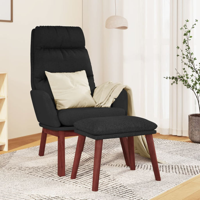 Scaun de relaxare cu taburet, negru, textil - WALTI WALTI