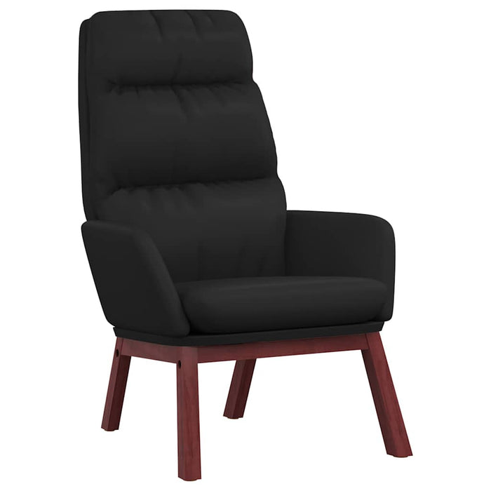 Scaun relaxare cu taburet negru piele naturală/piele ecologică WALTI
