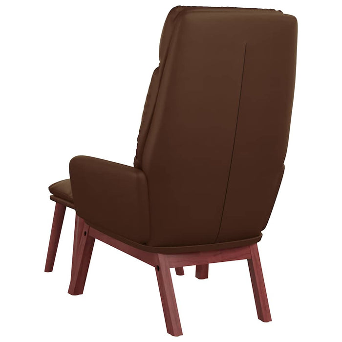 Scaun relaxare cu taburet maro piele naturală/piele ecologică WALTI