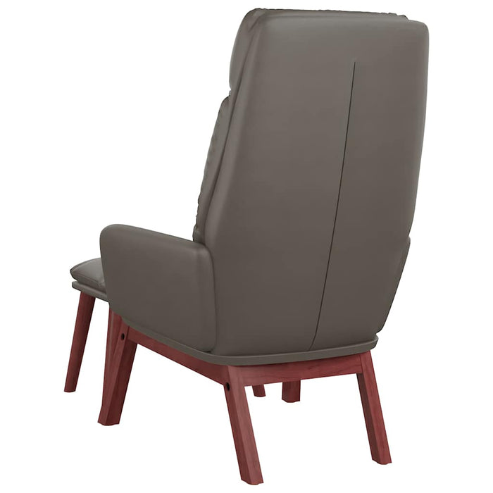 Scaun relaxare cu taburet gri piele naturală/piele ecologică WALTI