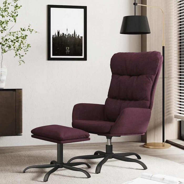 Scaun de relaxare cu taburet, violet, textil WALTI