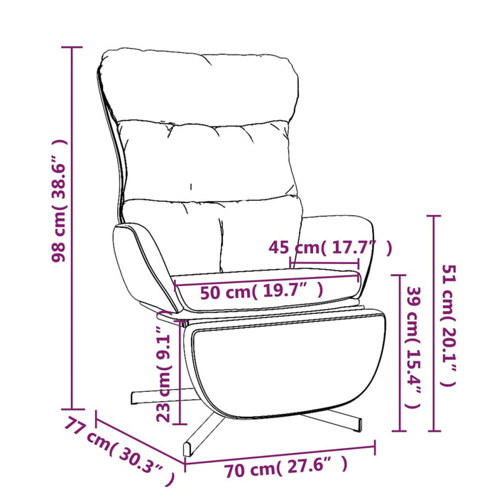 Scaun de relaxare cu taburet, crem, material textil WALTI