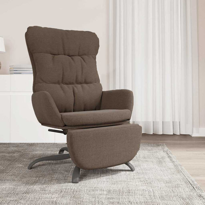 Scaun de relaxare cu taburet, maro, material textil WALTI