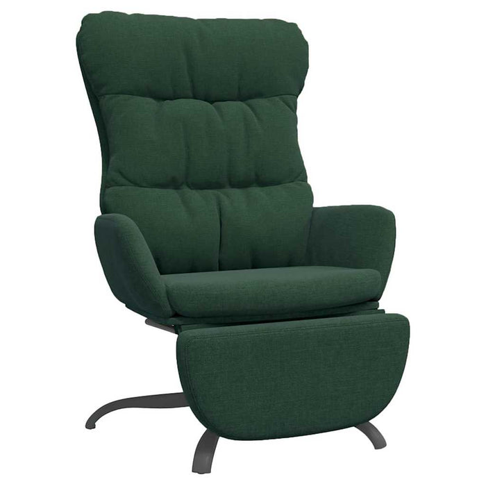 Scaun de relaxare cu taburet, verde închis, material textil WALTI