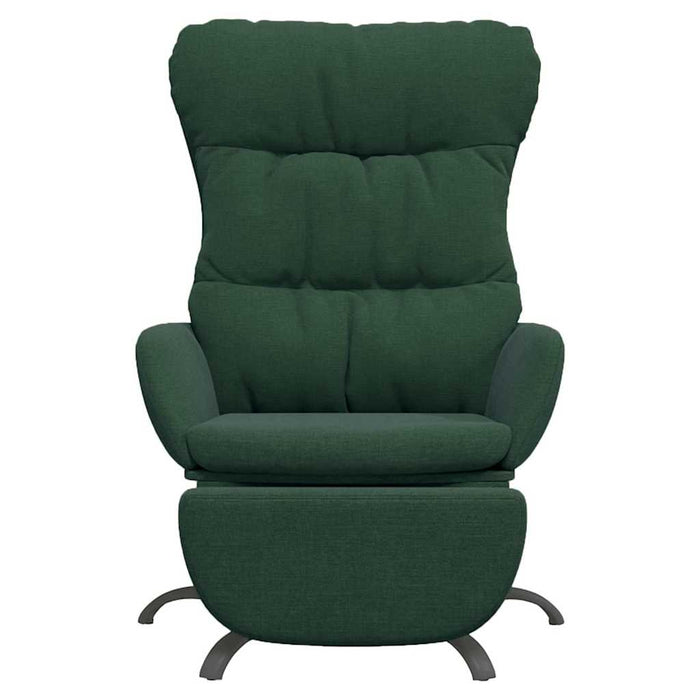 Scaun de relaxare cu taburet, verde închis, material textil WALTI