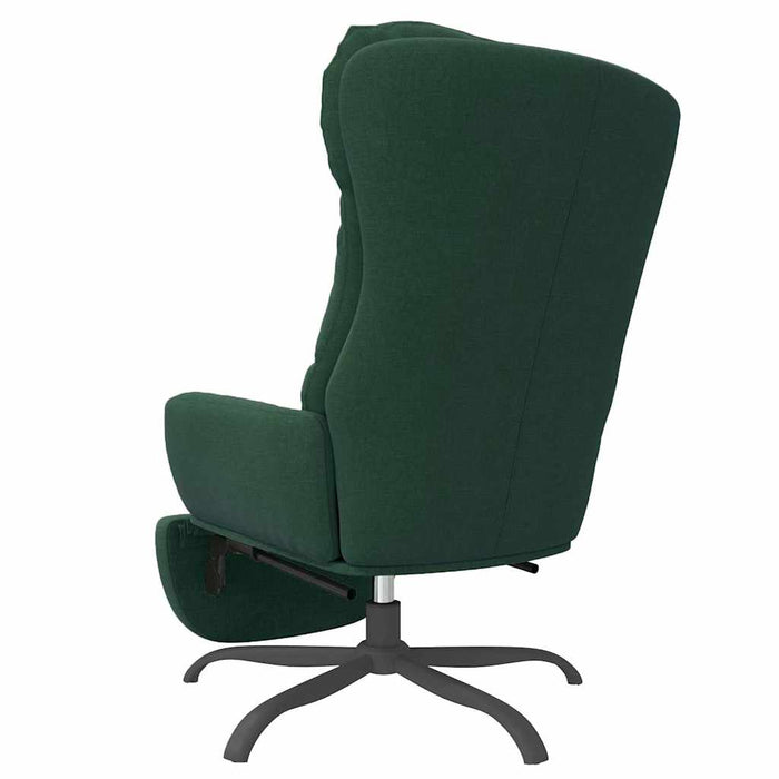 Scaun de relaxare cu taburet, verde închis, material textil WALTI