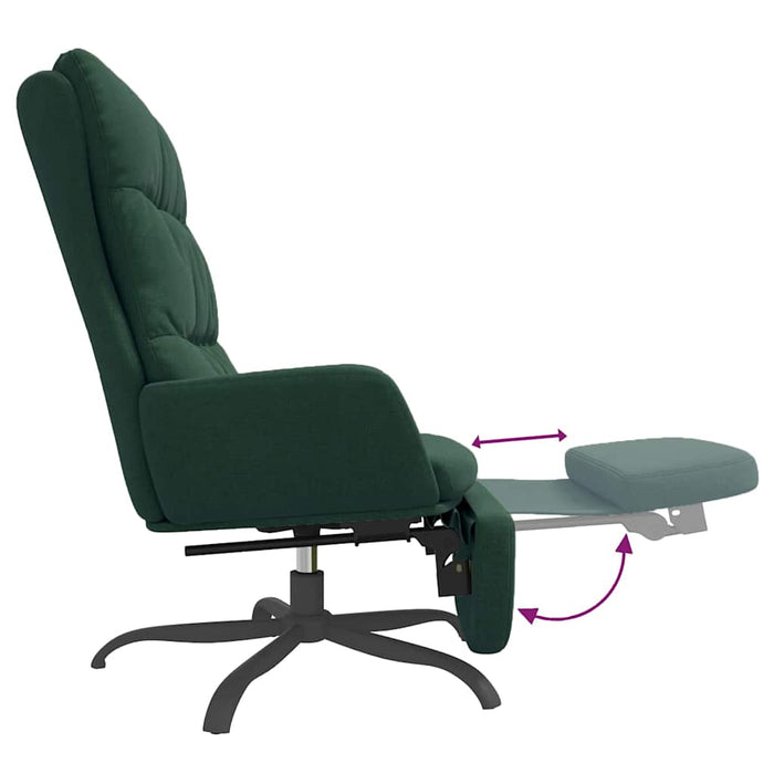 Scaun de relaxare cu taburet, verde închis, material textil WALTI