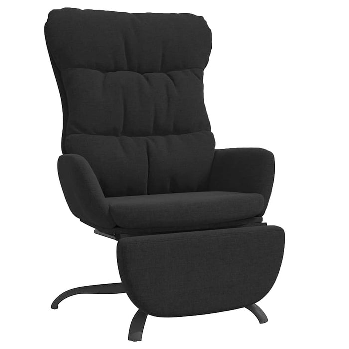 Scaun de relaxare cu taburet, negru, material textil WALTI