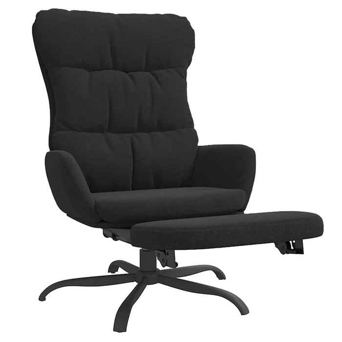 Scaun de relaxare cu taburet, negru, material textil WALTI