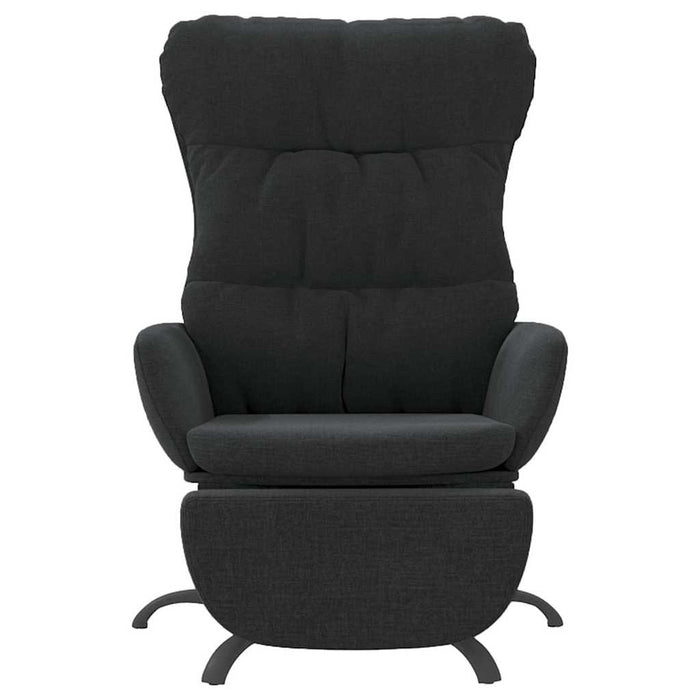 Scaun de relaxare cu taburet, negru, material textil WALTI