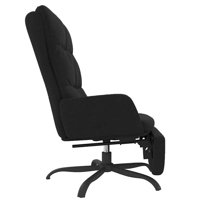Scaun de relaxare cu taburet, negru, material textil WALTI