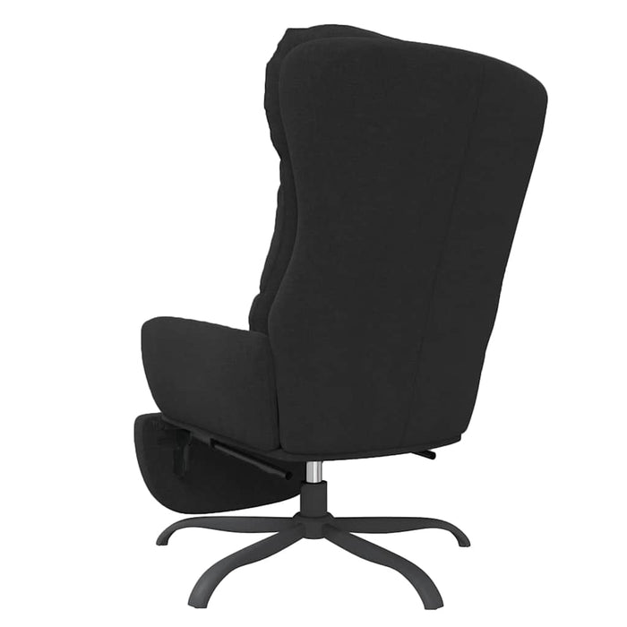 Scaun de relaxare cu taburet, negru, material textil WALTI