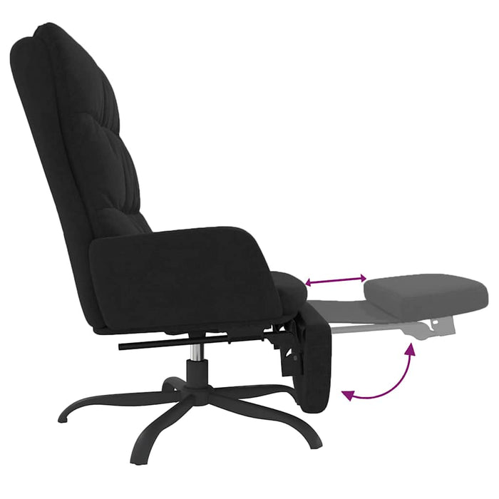 Scaun de relaxare cu taburet, negru, material textil WALTI