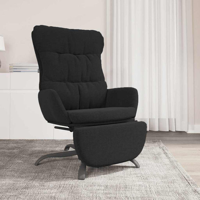 Scaun de relaxare cu taburet, negru, material textil WALTI