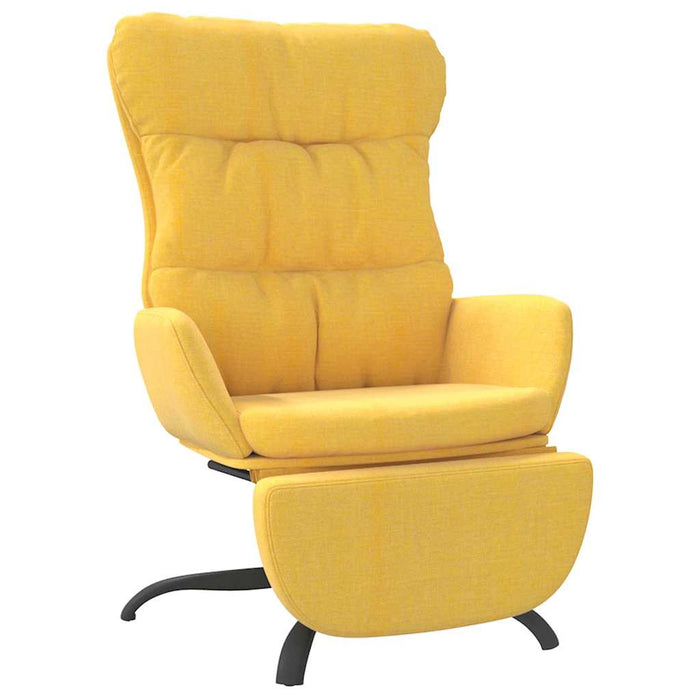 Scaun de relaxare cu taburet, galben muștar, material textil WALTI