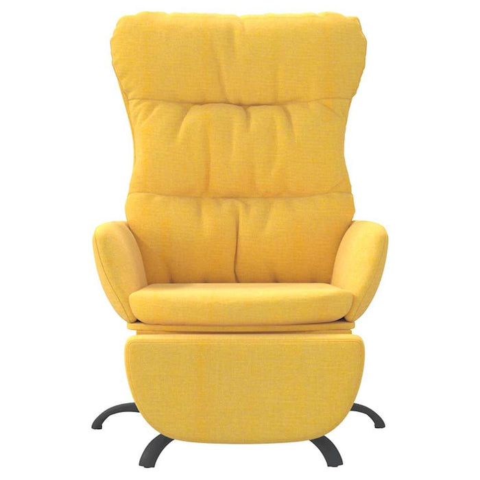 Scaun de relaxare cu taburet, galben muștar, material textil WALTI
