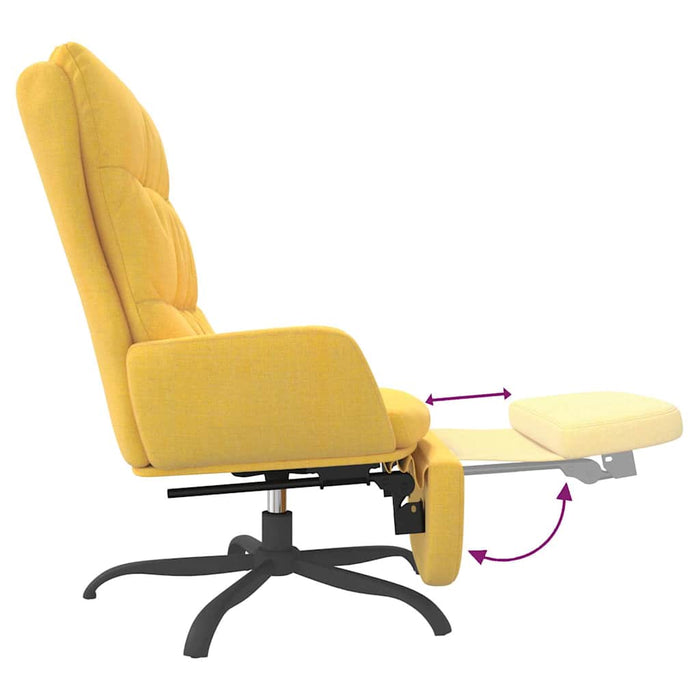 Scaun de relaxare cu taburet, galben muștar, material textil WALTI