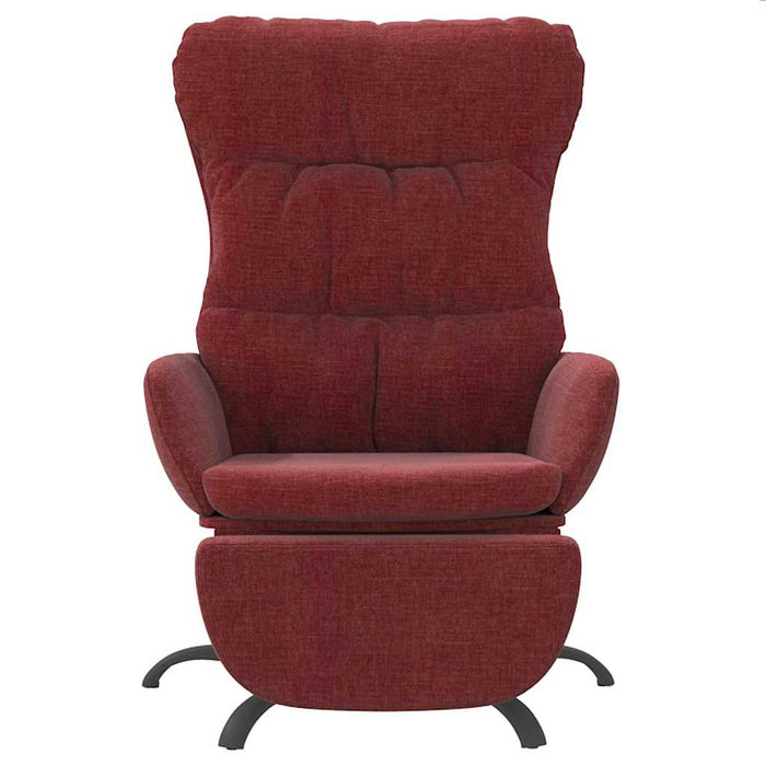 Scaun de relaxare cu taburet, roșu vin, material textil WALTI