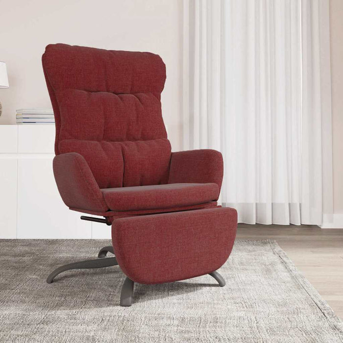 Scaun de relaxare cu taburet, roșu vin, material textil WALTI