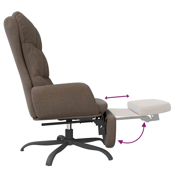 Scaun de relaxare cu taburet, gri taupe, material textil WALTI