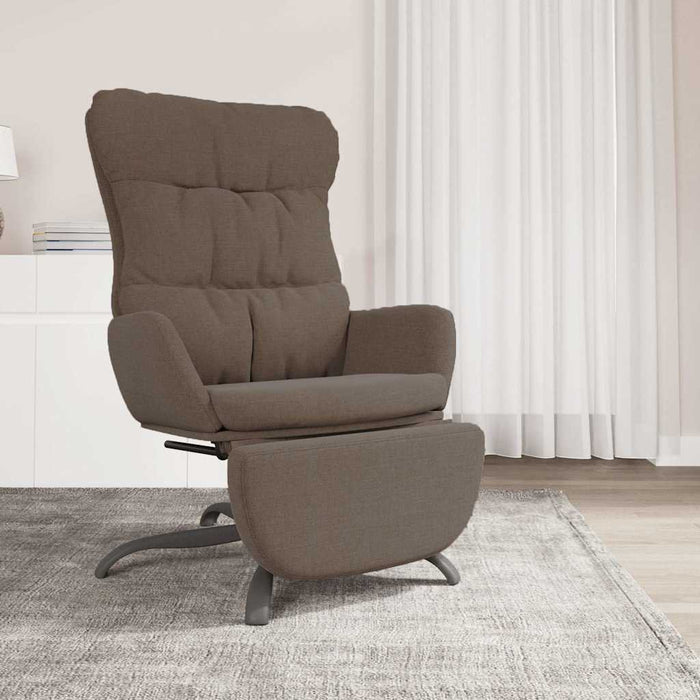 Scaun de relaxare cu taburet, gri taupe, material textil WALTI