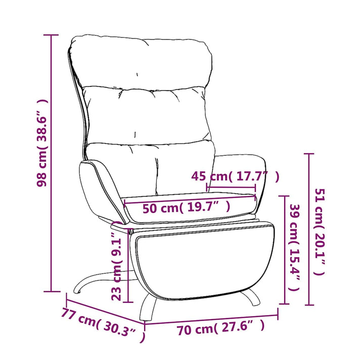 Scaun de relaxare cu taburet, violet, material textil WALTI
