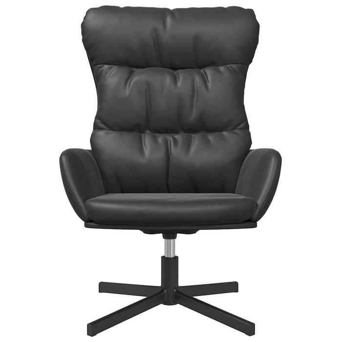 Scaun de relaxare cu taburet, negru, piele ecologică WALTI