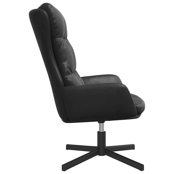 Scaun de relaxare cu taburet, negru, piele ecologică WALTI