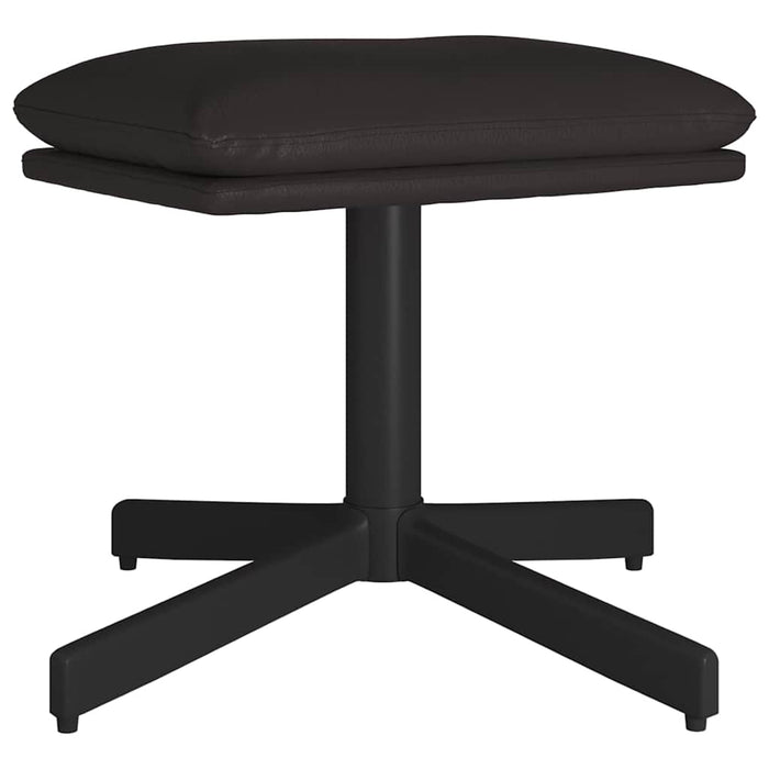Scaun de relaxare cu taburet, negru, piele ecologică WALTI