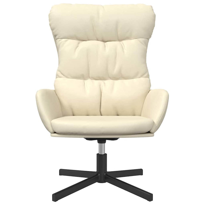 Scaun de relaxare cu taburet, crem, piele ecologică WALTI