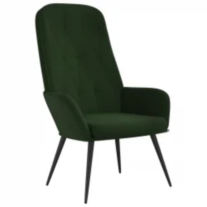 Scaun de relaxare cu taburet, verde închis, catifea - WALTI WALTI