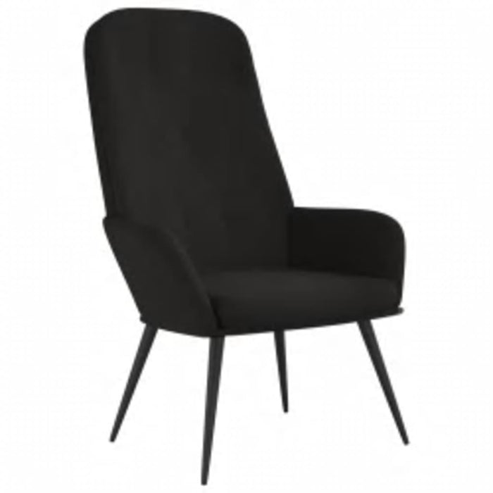 Scaun de relaxare cu taburet, negru, catifea WALTI
