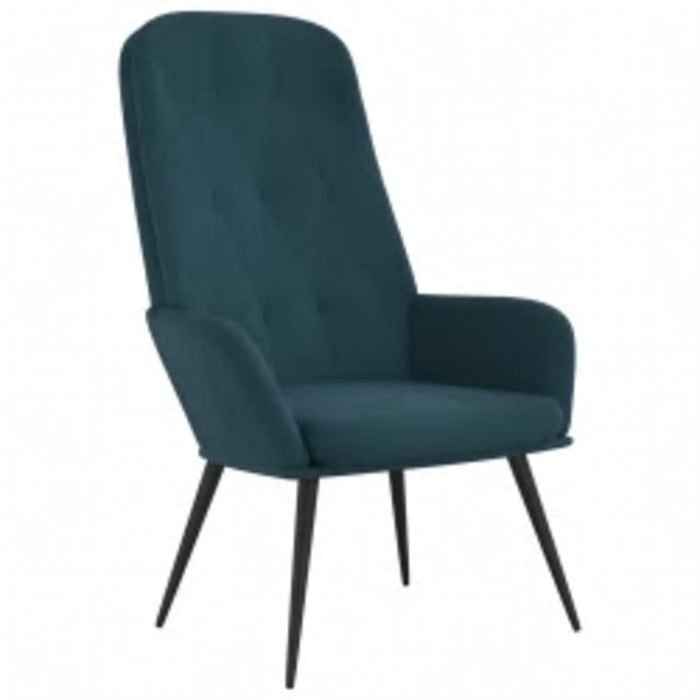 Scaun de relaxare cu taburet, albastru, catifea WALTI