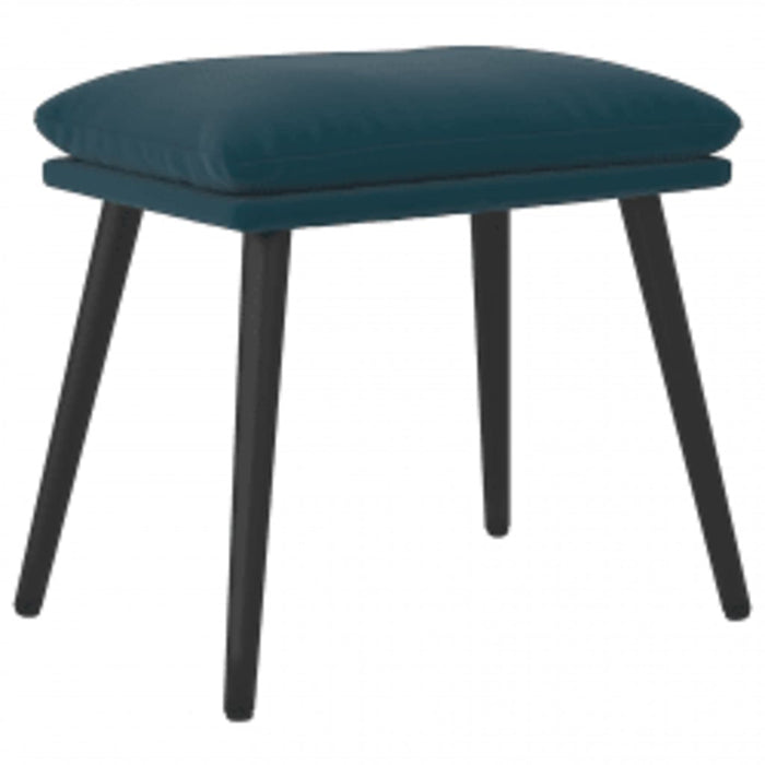 Scaun de relaxare cu taburet, albastru, catifea WALTI