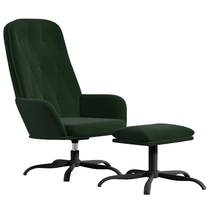 Scaun de relaxare cu taburet, verde închis, catifea WALTI