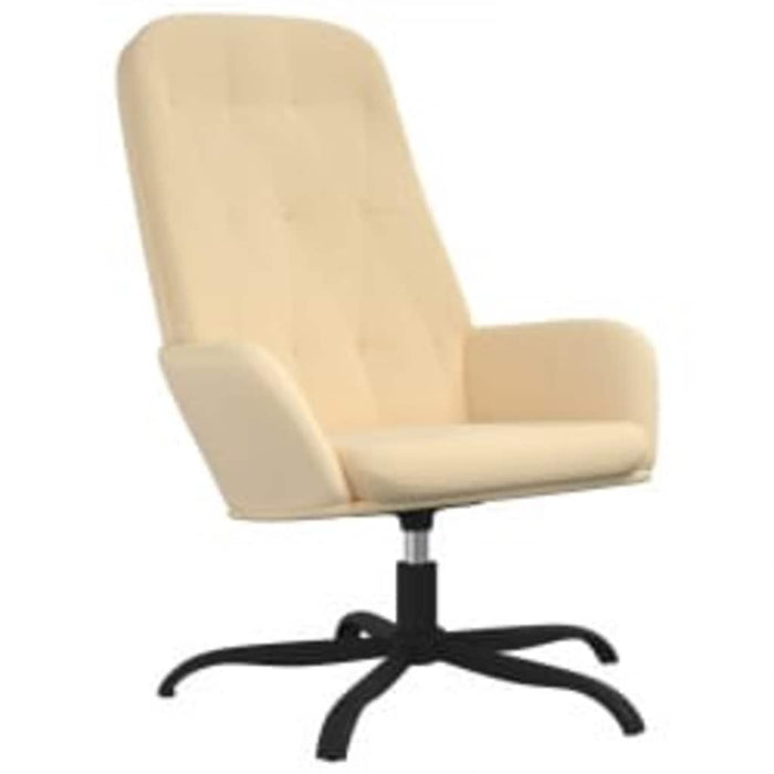 Scaun de relaxare cu taburet, alb crem, catifea WALTI