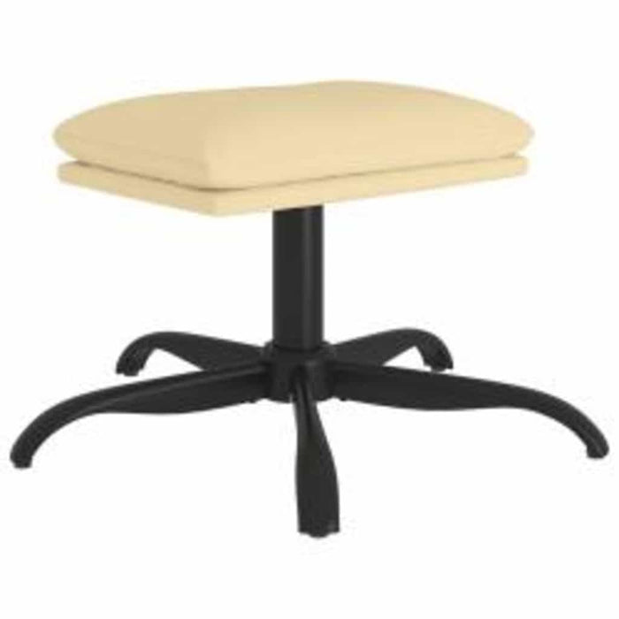Scaun de relaxare cu taburet, alb crem, catifea WALTI