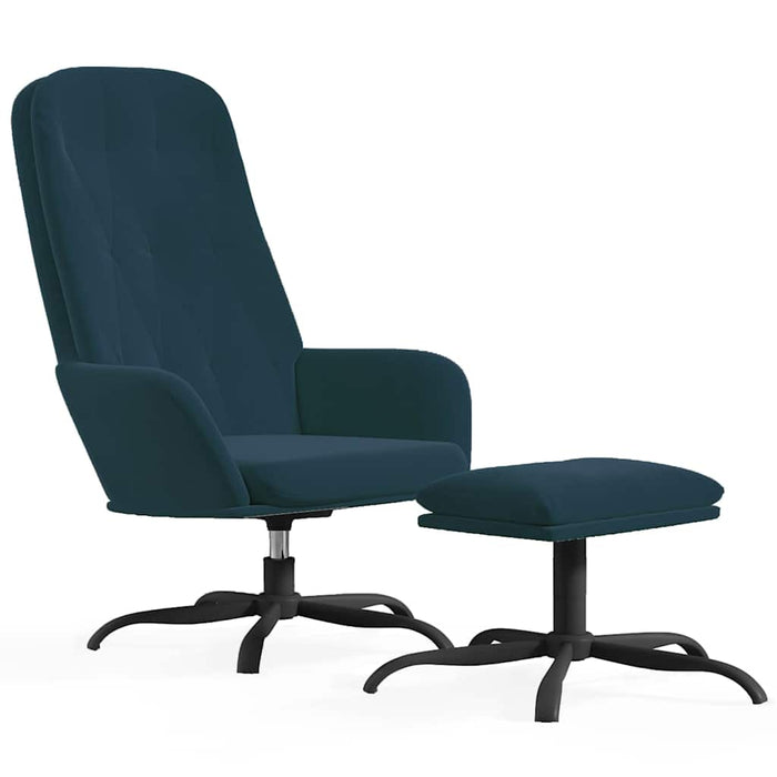 Scaun de relaxare cu taburet, albastru, catifea WALTI