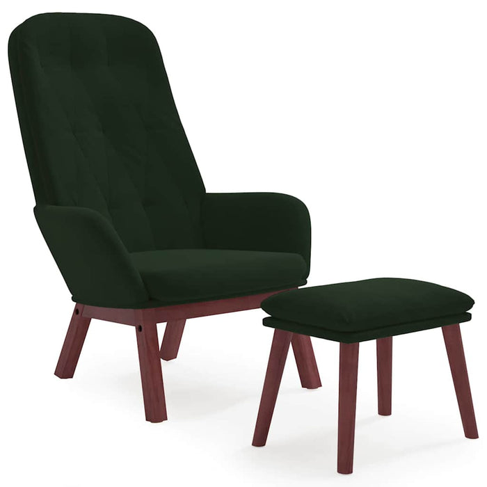 Scaun de relaxare cu taburet, verde închis, catifea WALTI
