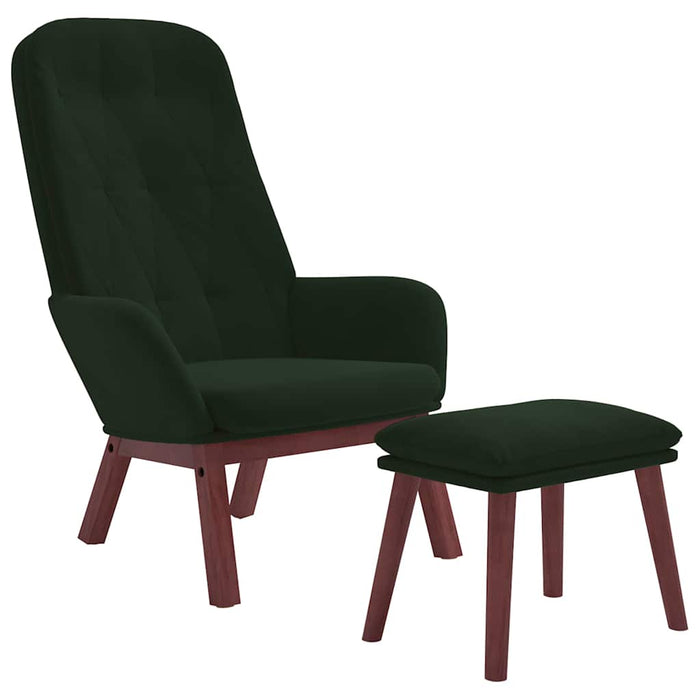 Scaun de relaxare cu taburet, verde închis, catifea WALTI