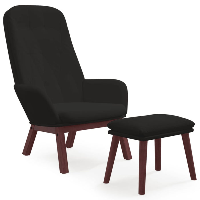 Scaun de relaxare cu taburet, negru, catifea WALTI