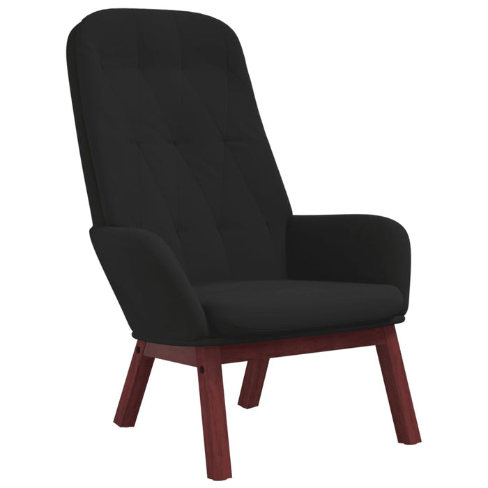 Scaun de relaxare cu taburet, negru, catifea WALTI