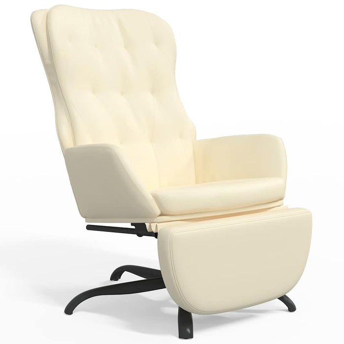 Scaun de relaxare cu taburet, crem, piele ecologică WALTI